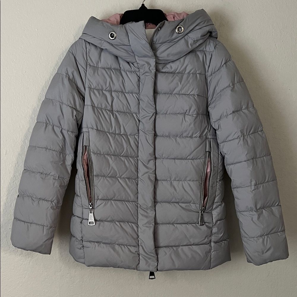 Caslon Women's Hooded Puffer Jacket in Light Gray in Size
